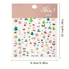 Christmas Manicure Stickers Old Man Elk Head Snowflake Nail Decals