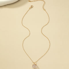 Irregular Crystal Stone Pendant Necklace 14k Plated Women's Necklace