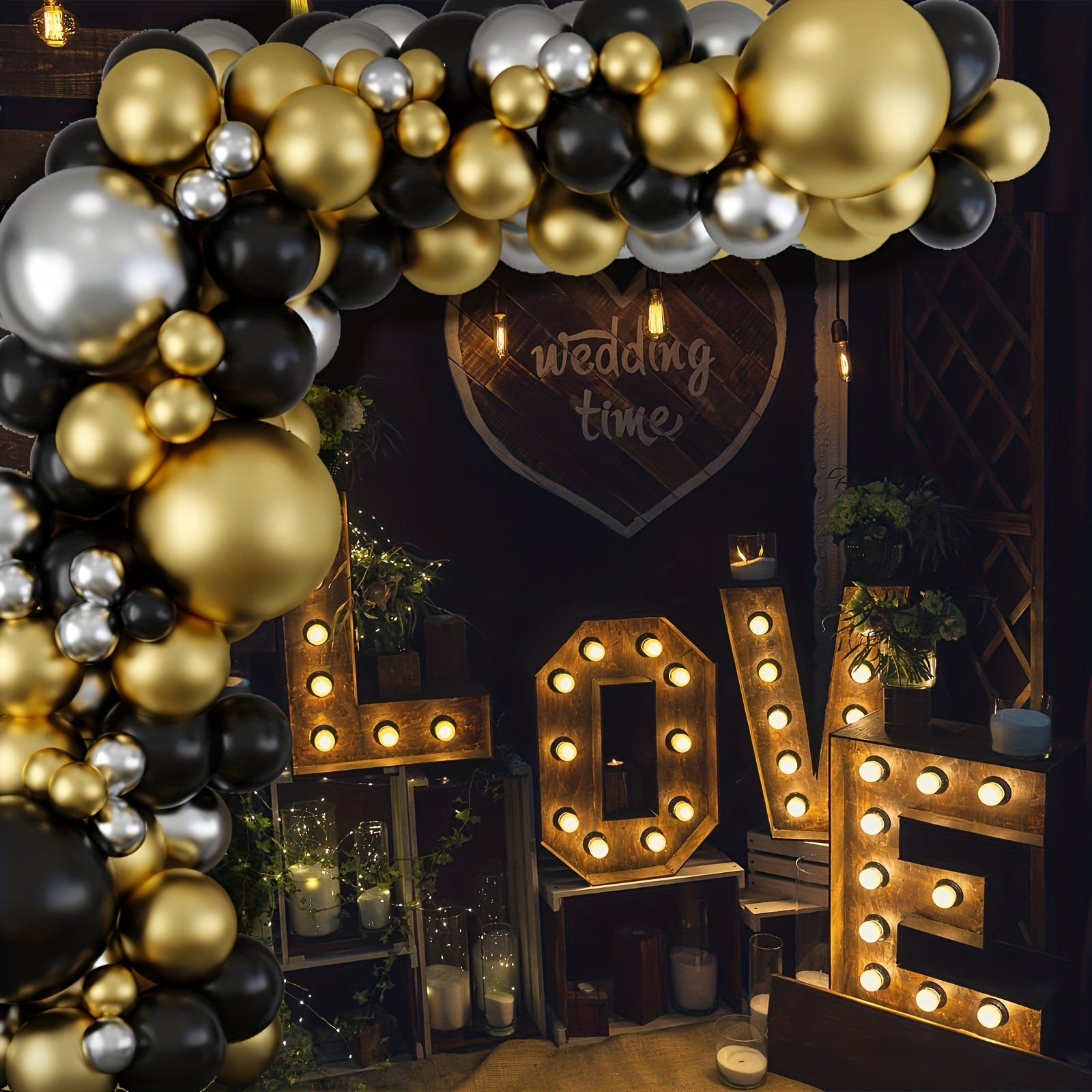 124pcs Golden And Silvery Balloons Garland Arch Kit for Party Decorations