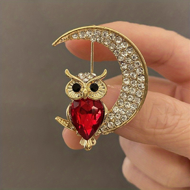 Owl Moon Brooch Men Animal Pin Clothing Fixed Buckle Pin Brooch Gift