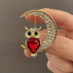 Owl Moon Brooch Men Animal Pin Clothing Fixed Buckle Pin Brooch Gift