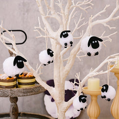 6pcs Lamb Decoration Pendant, 2 Large & 4 Small, Sheep Hanging Ornaments