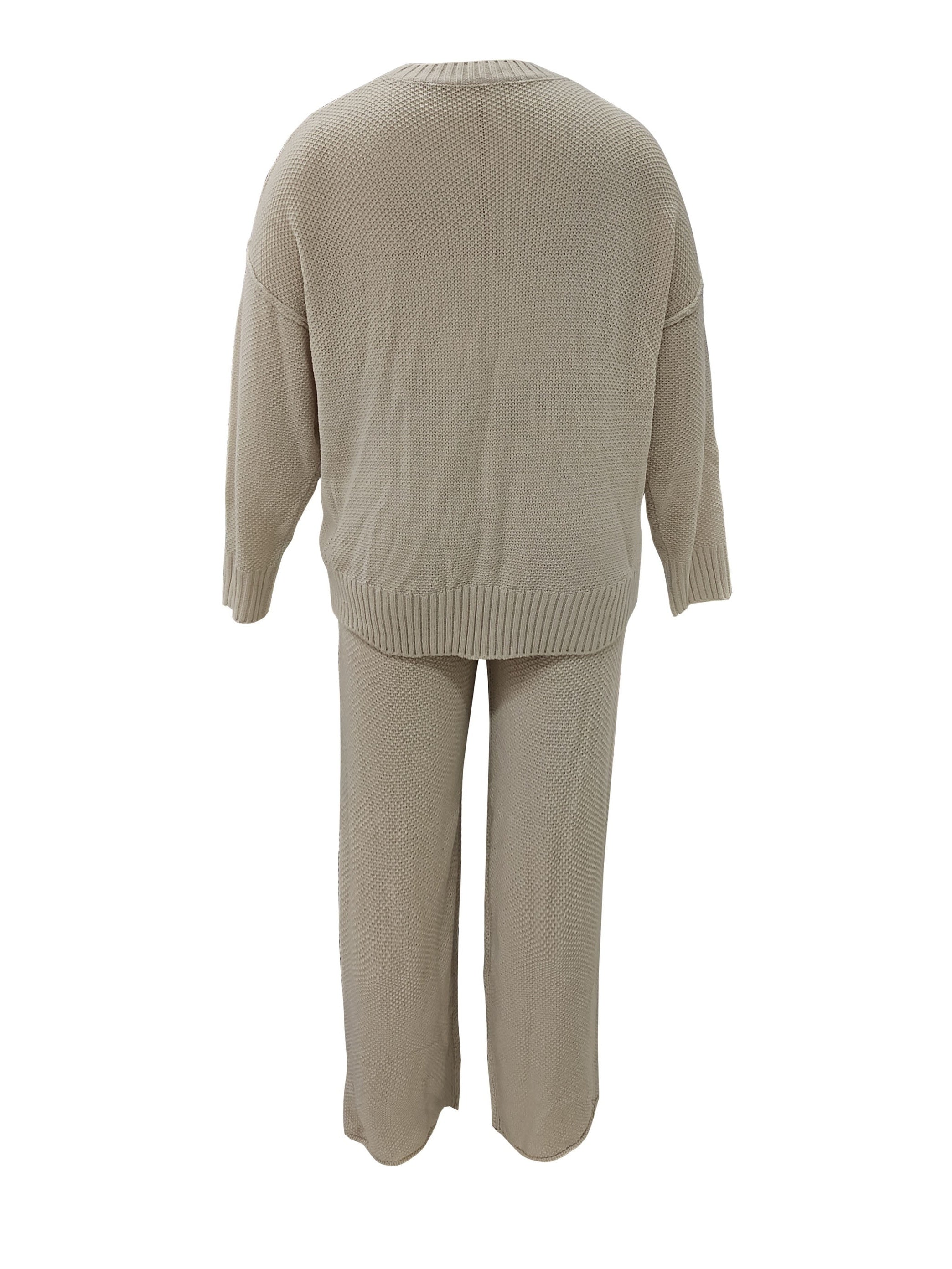  2 Piece Casual Sweater Set Long Sleeve Round Neck Outfits