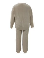  2 Piece Casual Sweater Set Long Sleeve Round Neck Outfits