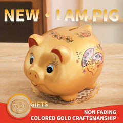 Ceramic Golden Pig Piggy Bank Large Coin Banknotes Home Living Room Ornaments