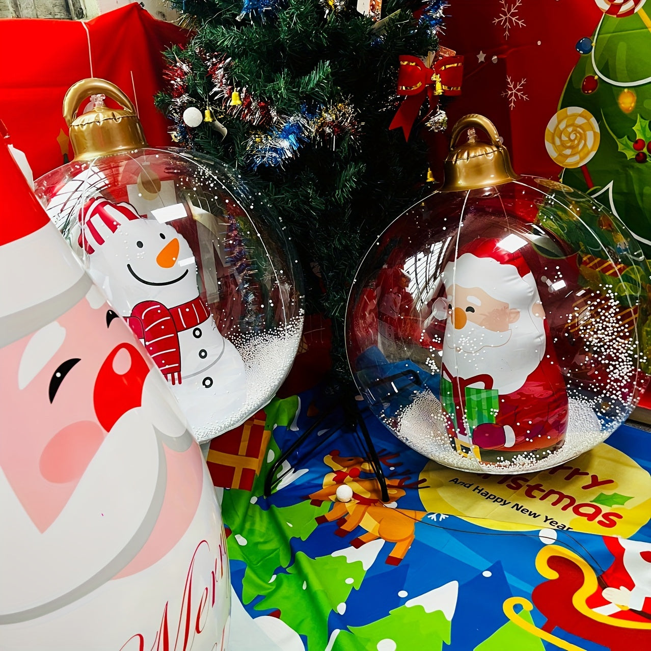 Large Inflatable Christmas Ball with LED Lights