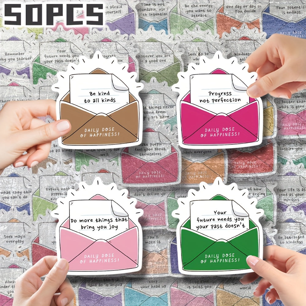 50pcs Happiness Stickers Positive Affirmation Quotes Birthday Rewards S