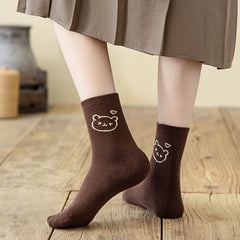 4 Pairs Cartoon Print Socks Cute & Comfy Women's Stockings
