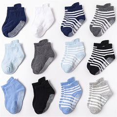 6 Pairs Toddler Baby Socks Stripes & Solid Cotton Ankle Socks