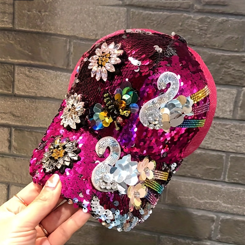Sequin Baseball Cap Hip Hop Adjustable Trucker Hat