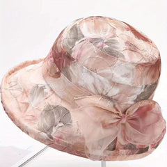 Flower Print Sun Hat Mesh Breathable Organza Bucket Hat
