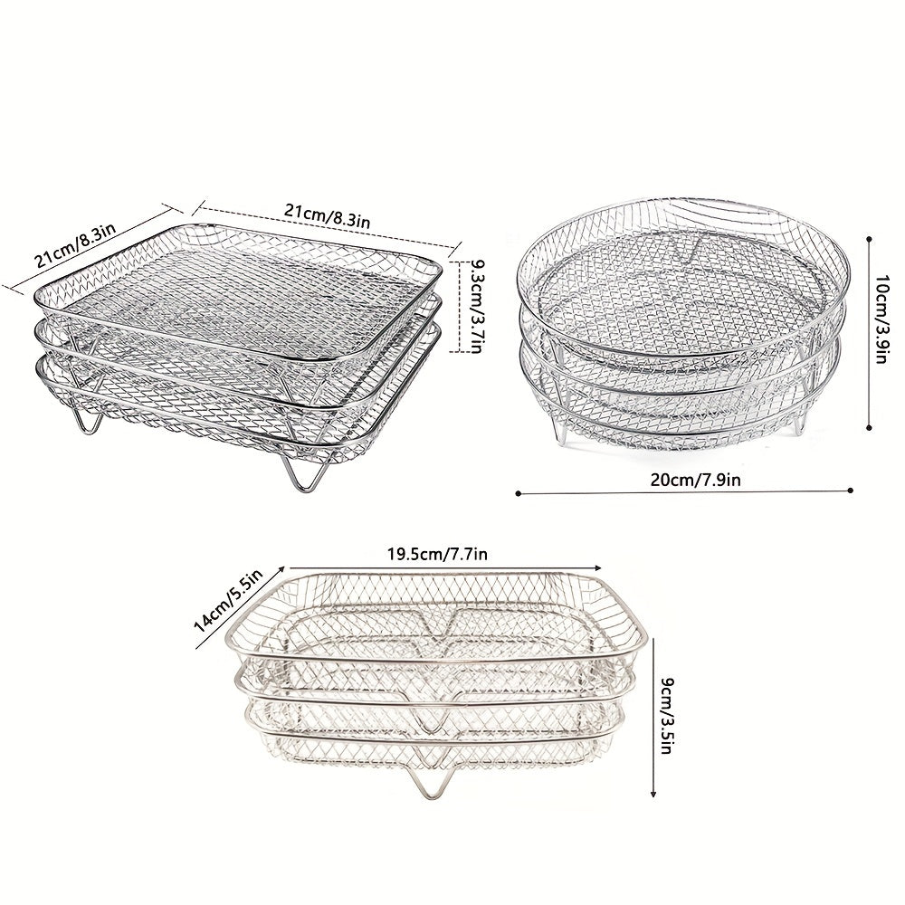 3 Tier Air Fryer Rack 304 Stainless Steel Stackable Dehydrator Racks