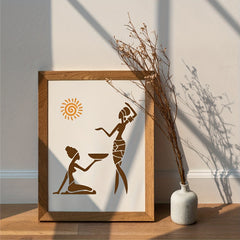 9pcs African Tribal Stencils Mask Stencil Template with Metal Ring