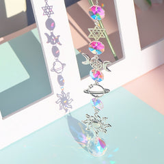 Bird Crystal Pendant Moon Sun Catcher Wind Chime Garden Decor