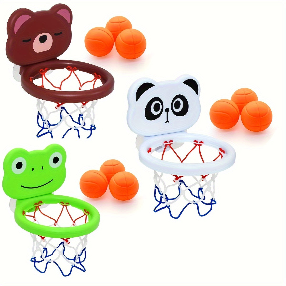 Suction Cup Basketball Hoop with 3 Balls - Bath Toy Water Play Game