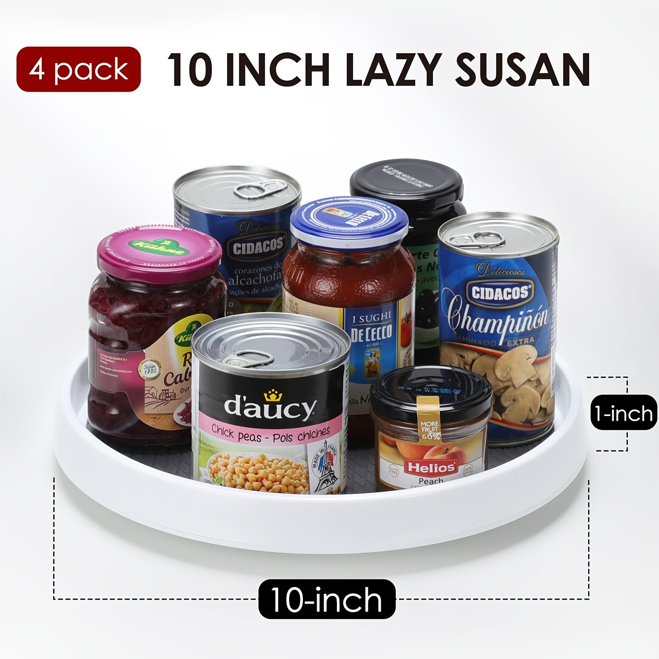 4pcs Lazy Susan Turntable Spice Organizer Rotating Seasoning Rack