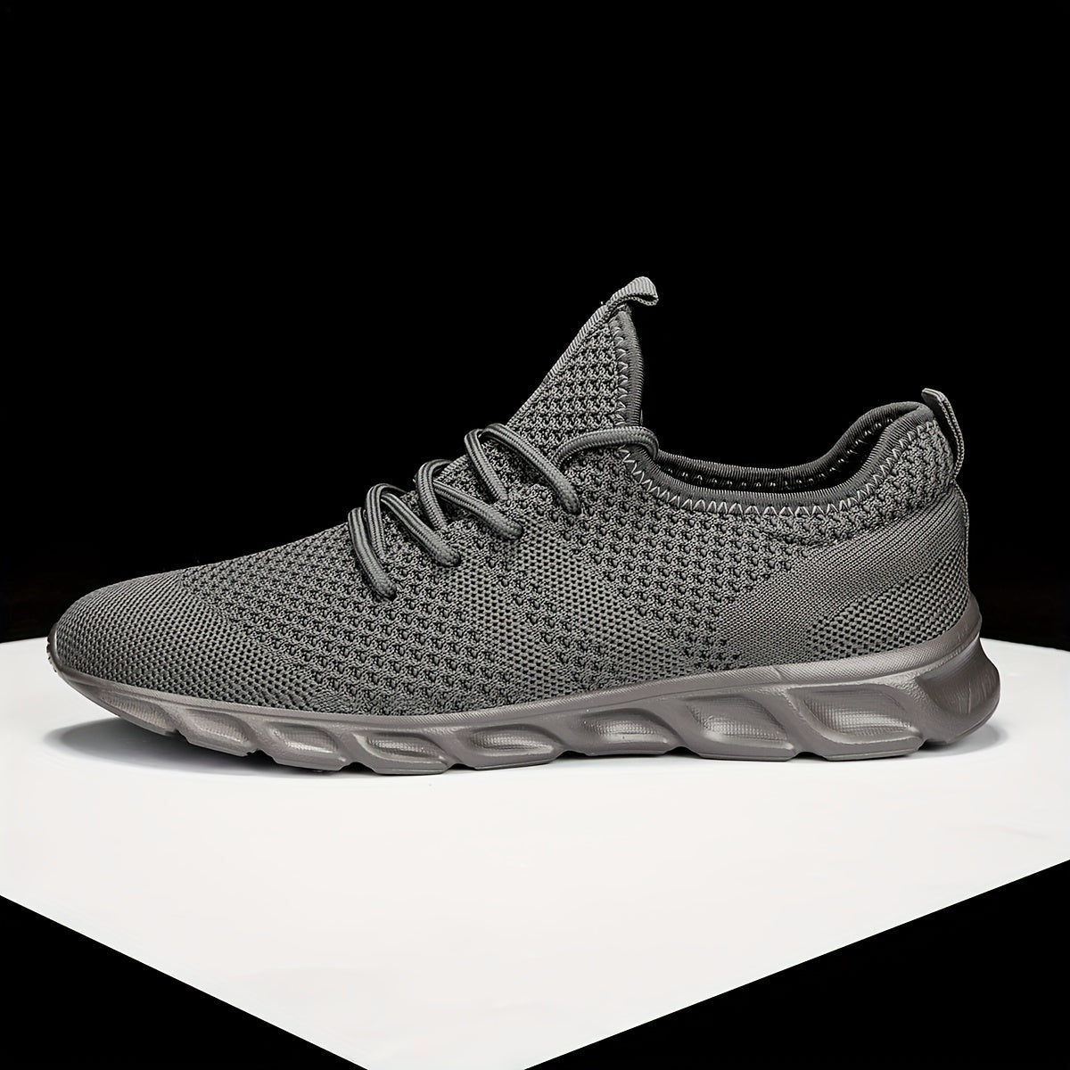 Men's Knit Lace Up Casual Shoes Anti skid Running Sneakers