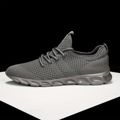 Men's Knit Lace Up Casual Shoes Anti skid Running Sneakers