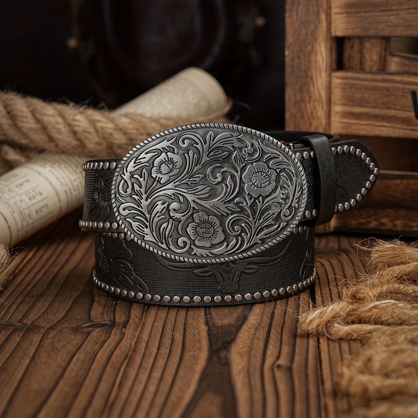 Vintage Pattern Buckle PU Leather Belt For Men