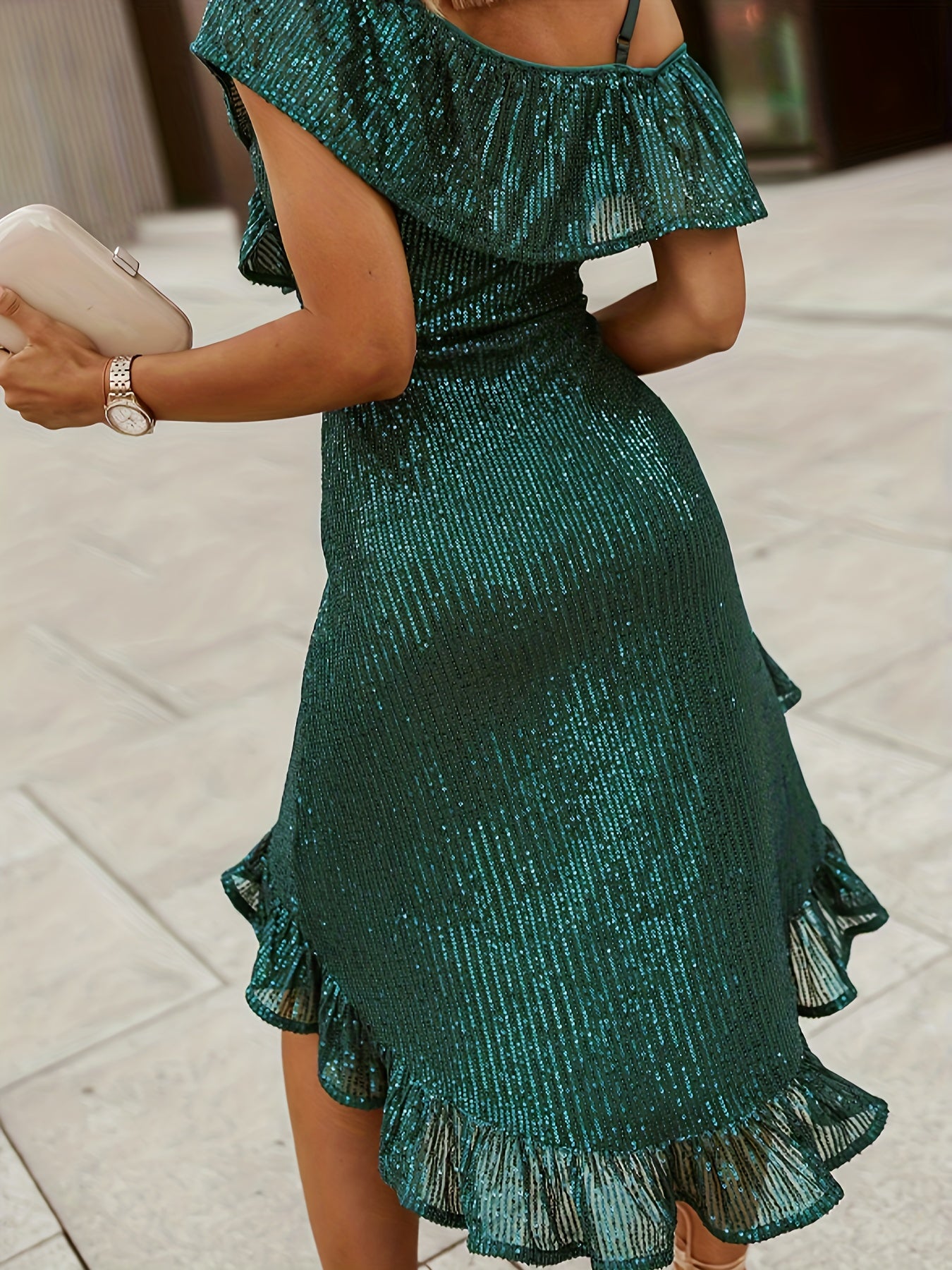  One Shoulder Ruffle Bridesmaid Dress