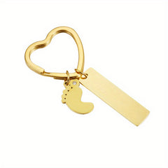 Personalized Stainless Steel Key Chain with Foot Bar Pendant