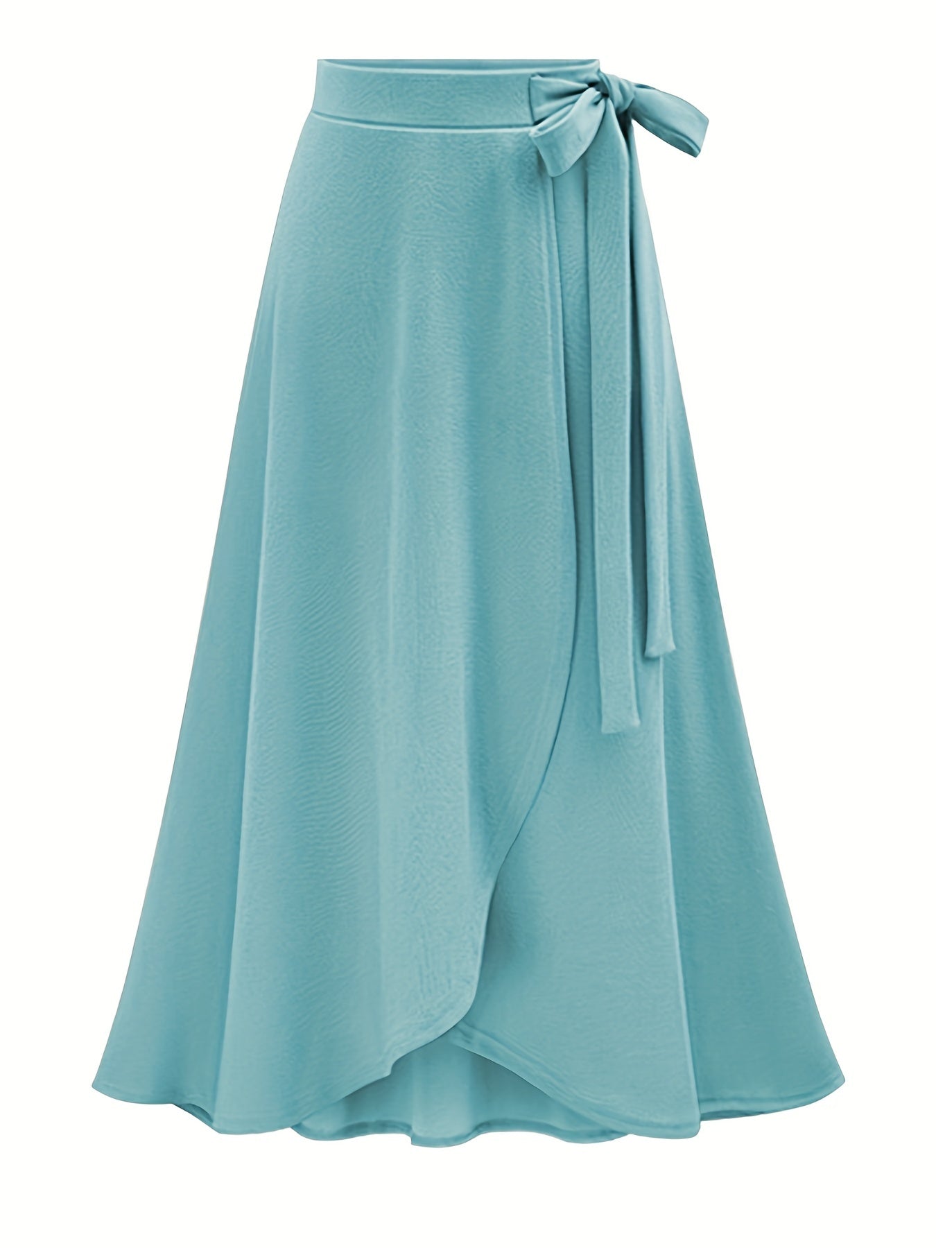  Solid Side Knot Layered Maxi Skirt with Slight Stretch
