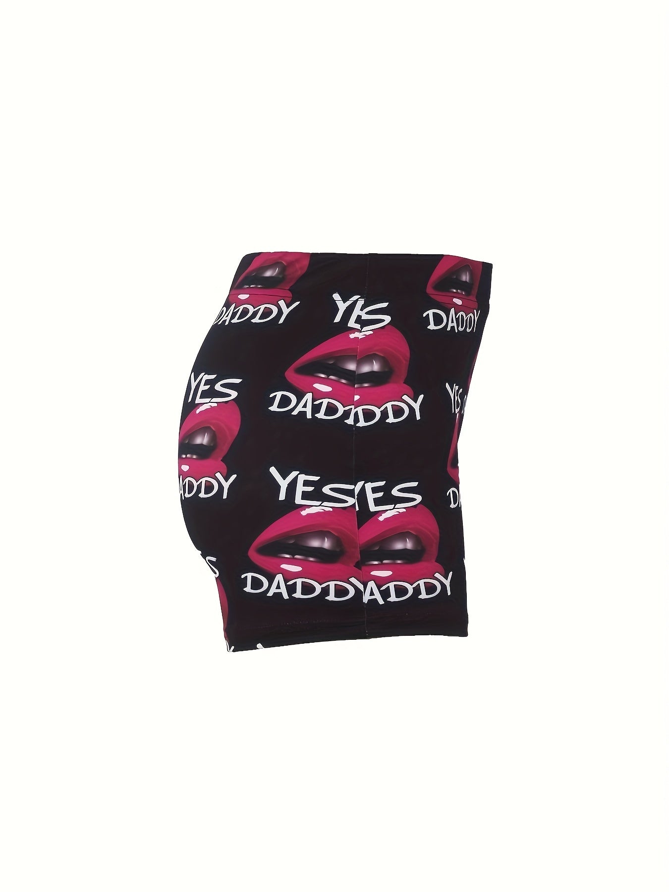  Sexy Shorts Women's 3D Red Lip Print High Rise Skinny Shorts