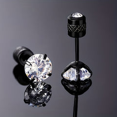 Double Sided Faux Diamond Stud Earrings for Men