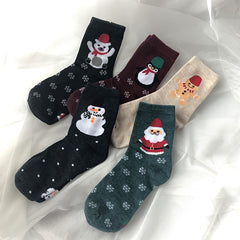5 Pairs Cartoon Print Socks Christmas Mid Tube Women's Stockings
