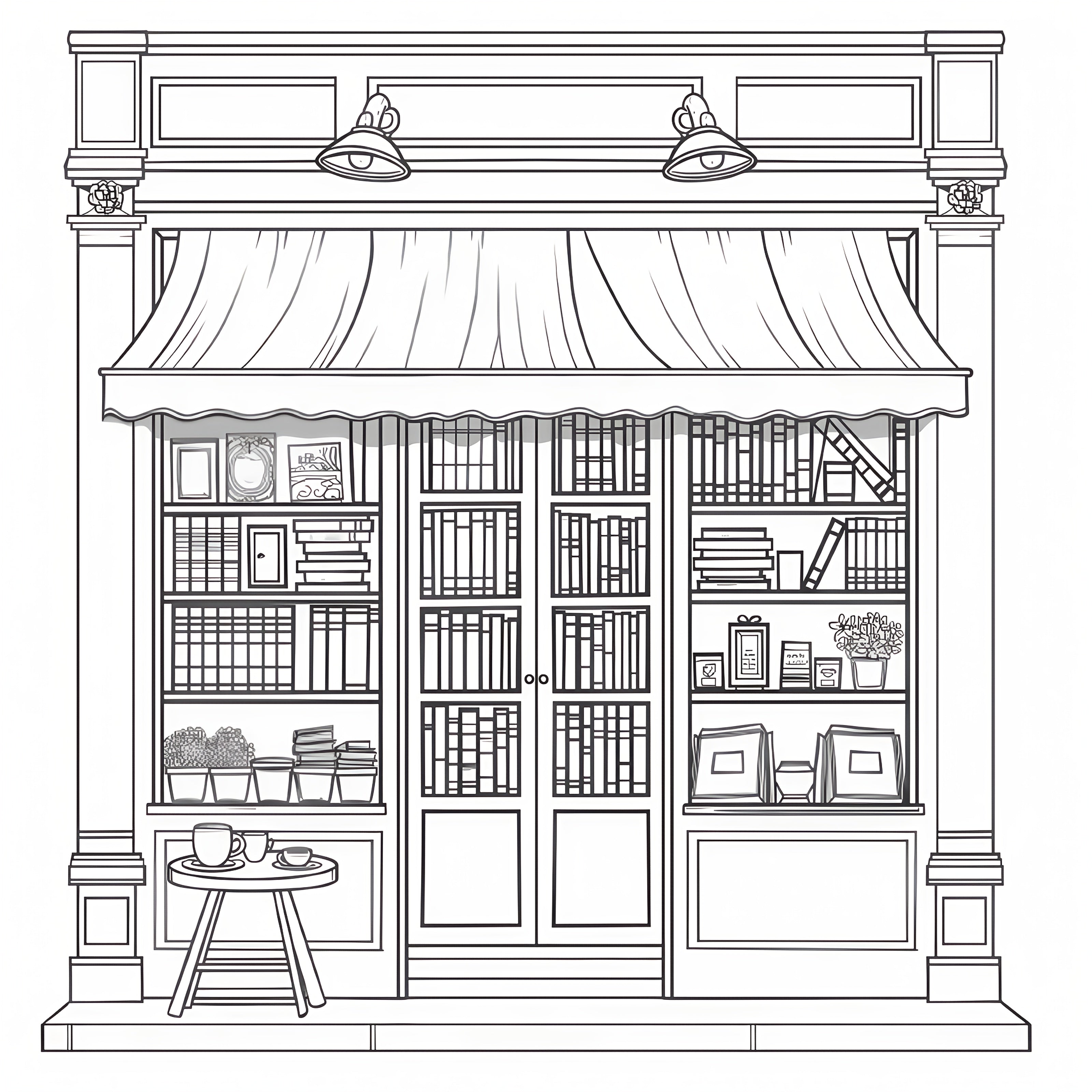 Charming Bookstore Coloring Book for Adults Intricate Designs Perfect Gift