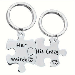 Couple Keychain Stainless Steel Keyring Backpack Pendant Gift