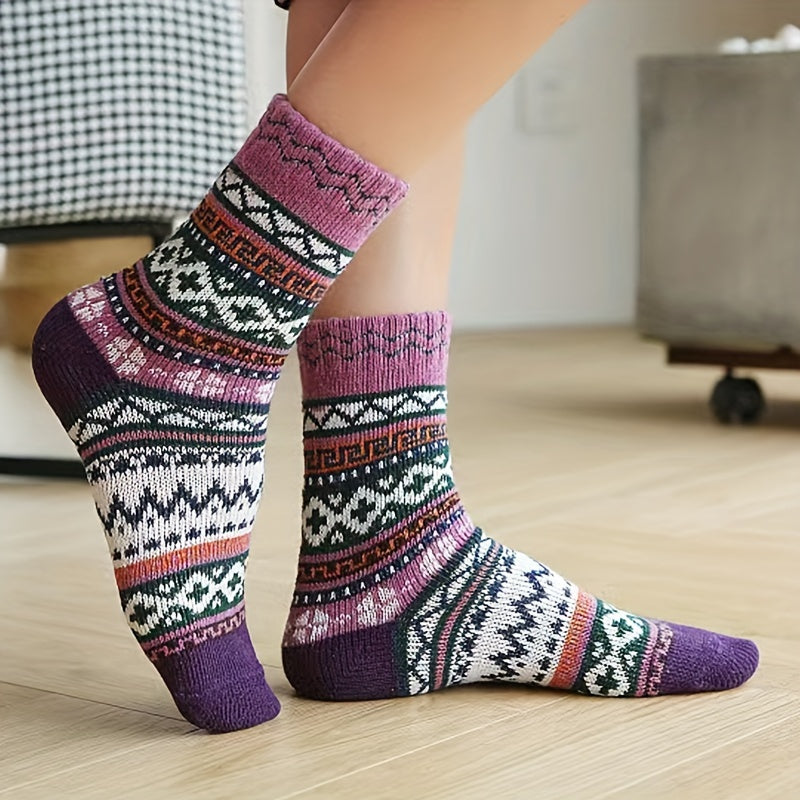 Geometric Pattern Women's Mid Tube Socks