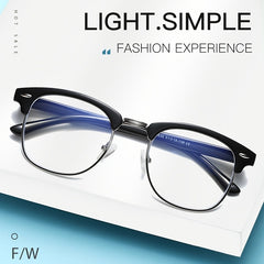 Classic Anti Light Glasses Frame Square Half Metal Half Frame