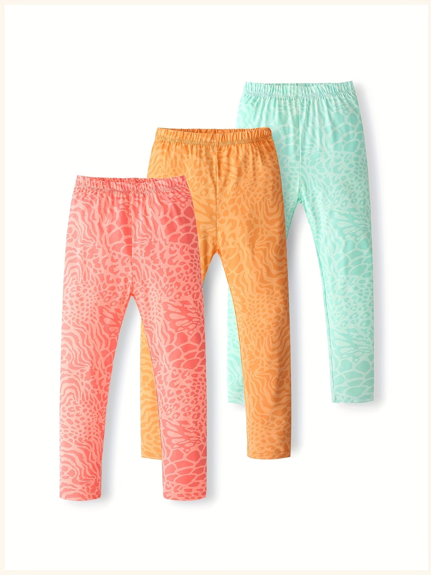 3pcs Leopard Leggings For Girls High Stretch Tight Pants
