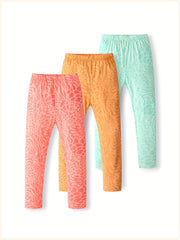 3pcs Leopard Leggings For Girls High Stretch Tight Pants