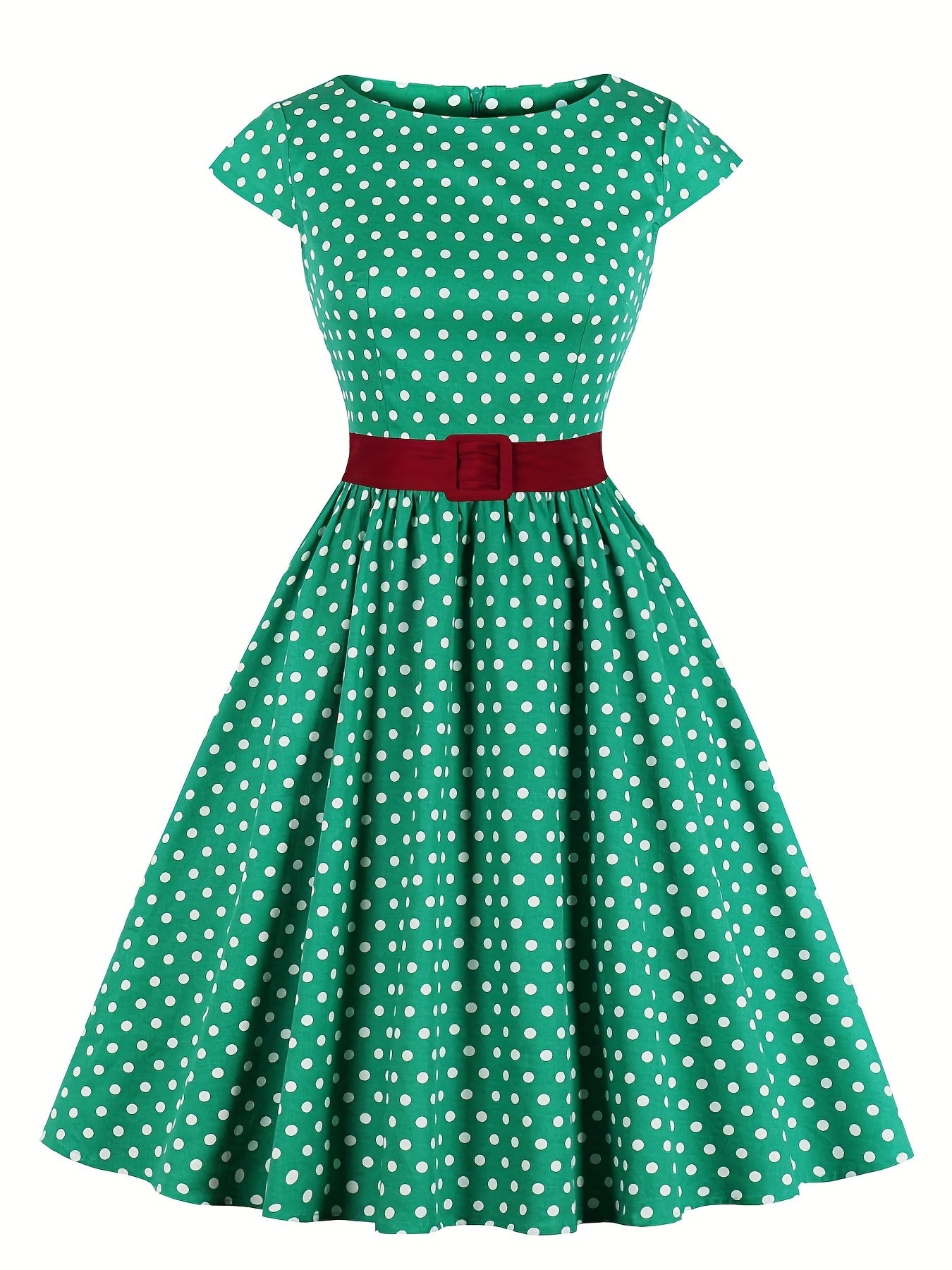  Plaid Print Cap Sleeve Swing Dress With Belt
