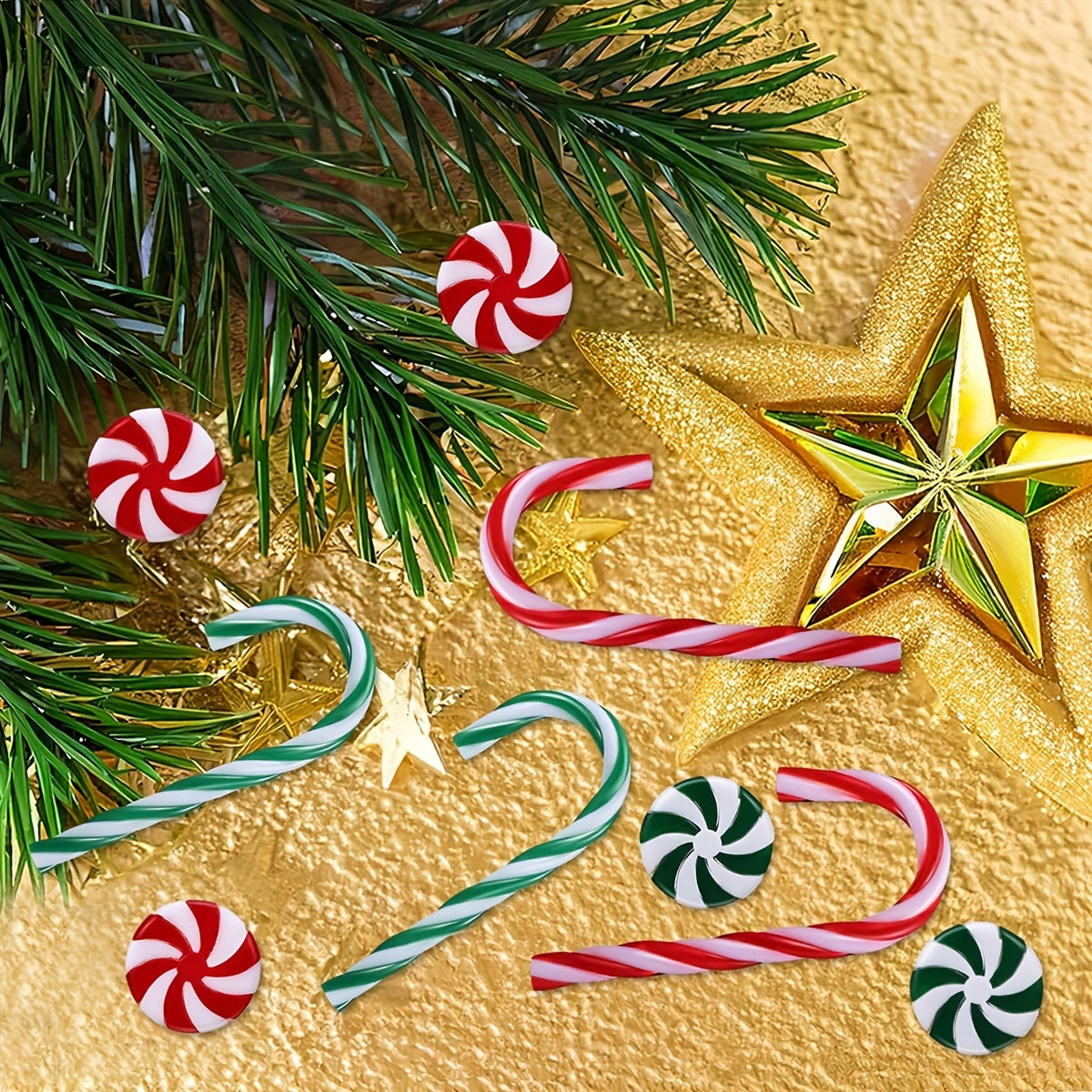 20pcs Christmas Acrylic Candy Cane Decoration Set Red Green Candy Windmill
