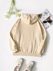 Bear Print Casual Hoodies Drawstring Long Sleeve Pullover Sweater
