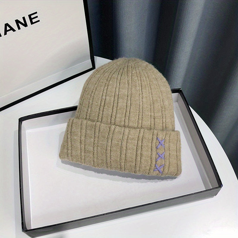 Solid Warm Beanie Thick Knit Hat Unisex Skull Cap