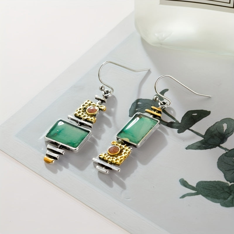 Vintage Geometric Drop Hook Earrings
