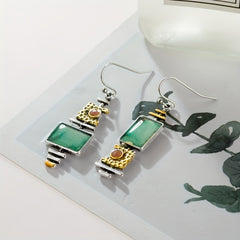 Vintage Geometric Drop Hook Earrings