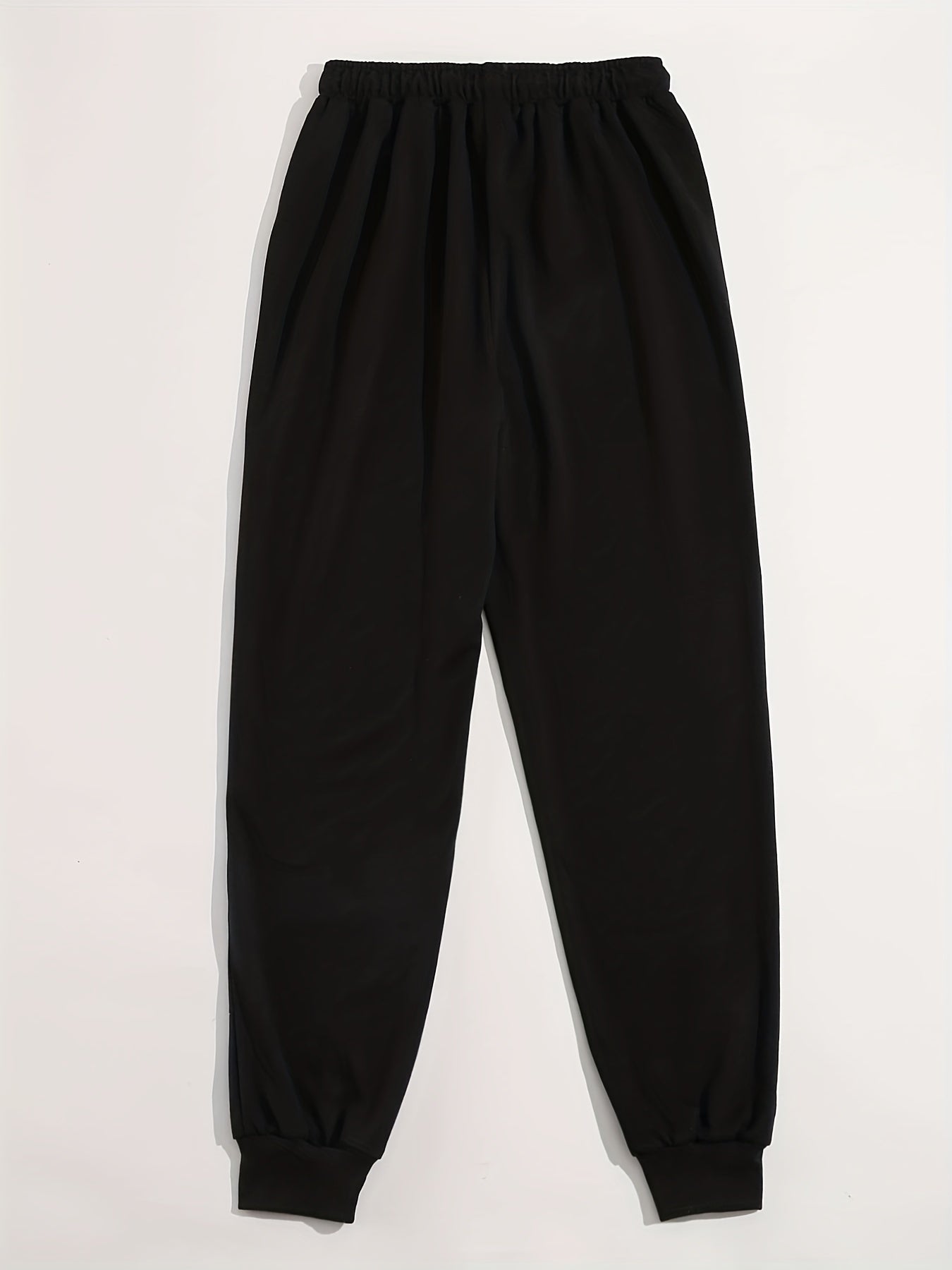  Spider Print Elastic Drawstring Tapered Leg Fitness Pants