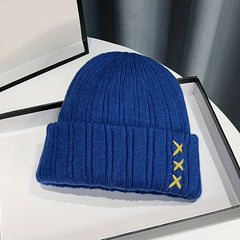 Solid Warm Beanie Thick Knit Hat Unisex Skull Cap