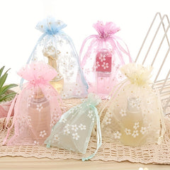 10pcs Colorful Organza Flower Gift Bags for Jewelry Cosmetics