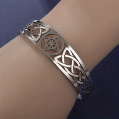 Stainless Steel Witch Knot Adjustable Open Cuff Bracelet