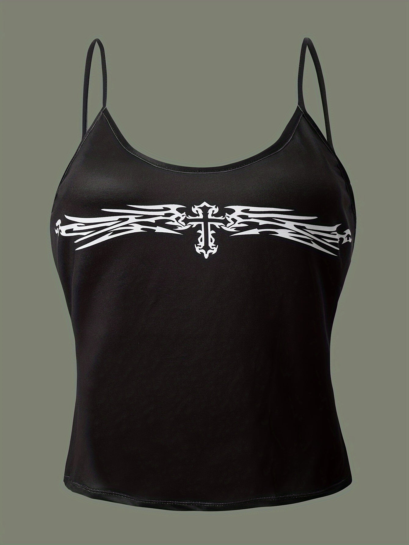 Cross Pattern Cami Top Crew Neck Sleeveless Top