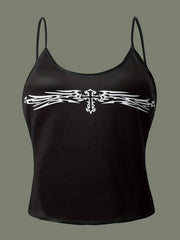 Cross Pattern Cami Top Crew Neck Sleeveless Top