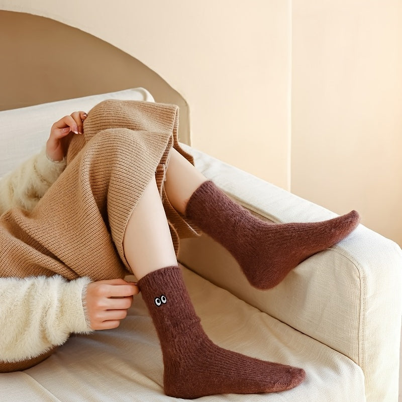 6 Pairs Cartoon Pattern Warm & Fuzzy Socks for Women