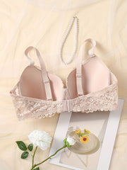  Bra Women's Plus Floral Lace Tassel Molded Cup Full Cover Comfort Bra
