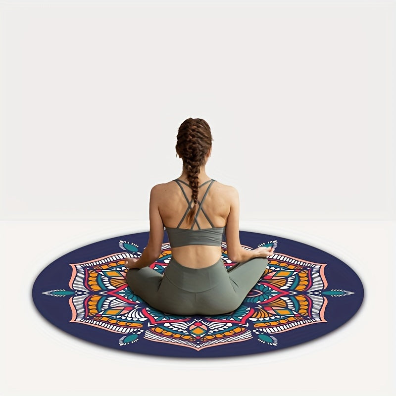 Non-Slip Yoga Mat Large Round Striped Mute Cushion